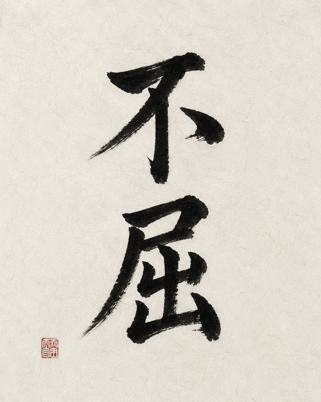 Japanese calligraphy style sample of Fukutsu on washi paper